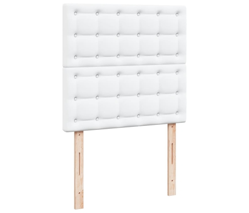 Cama box spring con colchón cuero sintético blanco 90x190 cm