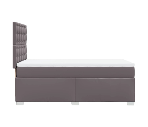 Cama box spring con colchón cuero sintético gris 90x200 cm