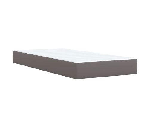 Cama box spring con colchón cuero sintético gris 100x200 cm