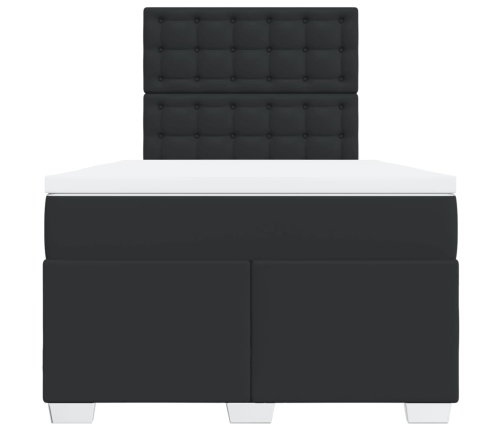 Cama box spring con colchón cuero sintético negro 120x190 cm