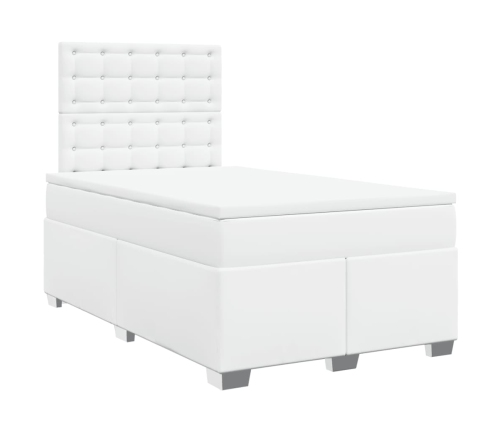 Cama box spring con colchón cuero sintético blanco 120x190 cm