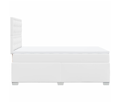 Cama box spring con colchón cuero sintético blanco 120x190 cm