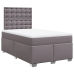 Cama box spring con colchón cuero sintético gris 120x190 cm