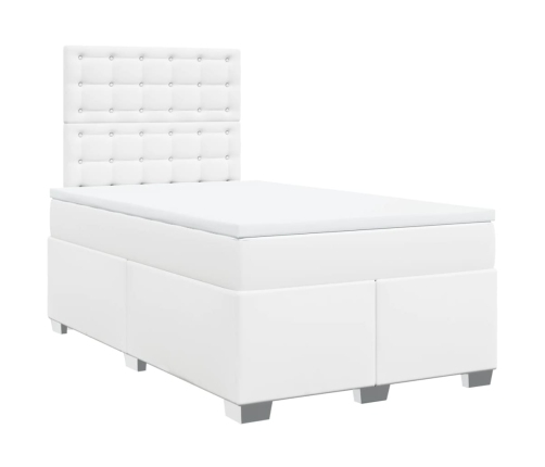 Cama box spring con colchón cuero sintético blanco 120x200 cm