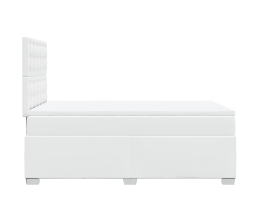 Cama box spring con colchón cuero sintético blanco 120x200 cm