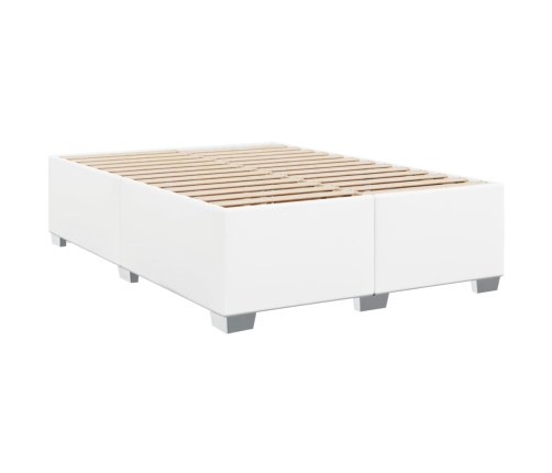 Cama box spring con colchón cuero sintético blanco 140x190 cm