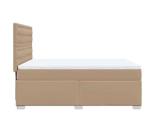 Cama box spring con colchón cuero sintético capuchino 140x190cm