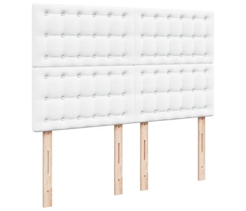 Cama box spring con colchón cuero sintético blanco 140x200cm