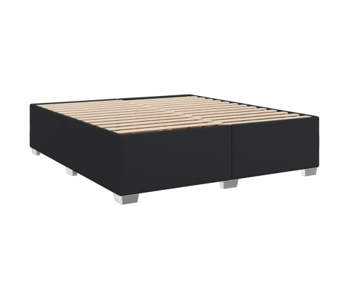 Cama box spring con colchón cuero sintético negro 180x200 cm