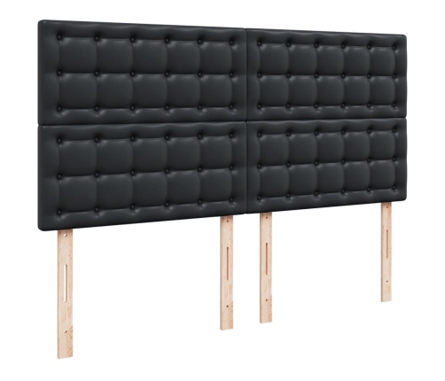 Cama box spring con colchón cuero sintético negro 180x200 cm