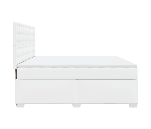 Cama box spring con colchón cuero sintético blanco 180x200 cm