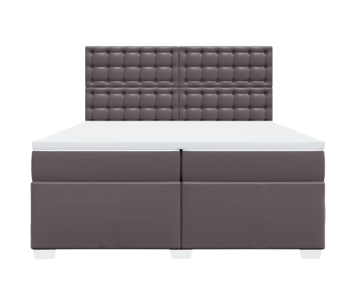 Cama box spring con colchón cuero sintético gris 200x200 cm