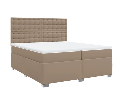 Cama box spring con colchón cuero sintético capuchino 200x200cm