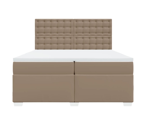 Cama box spring con colchón cuero sintético capuchino 200x200cm