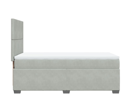 Cama box spring con colchón terciopelo gris claro 80x200 cm