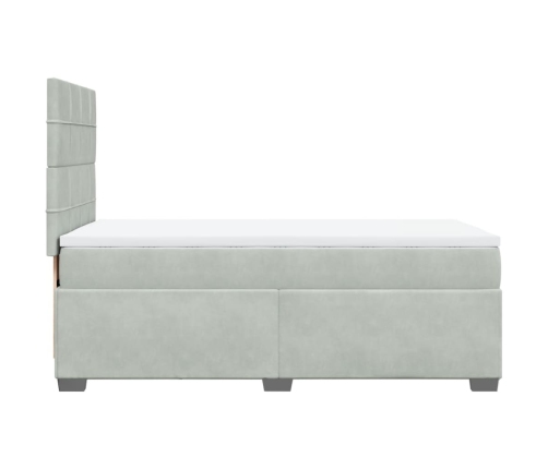 Cama box spring con colchón terciopelo gris claro 80x200 cm