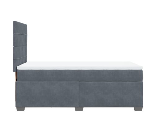 Cama box spring con colchón terciopelo gris oscuro 80x200 cm