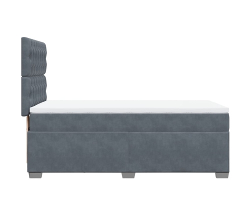 Cama box spring con colchón terciopelo gris oscuro 80x200 cm