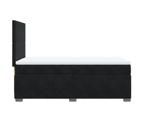 Cama box spring con colchón cuero sintético negro 90x190 cm