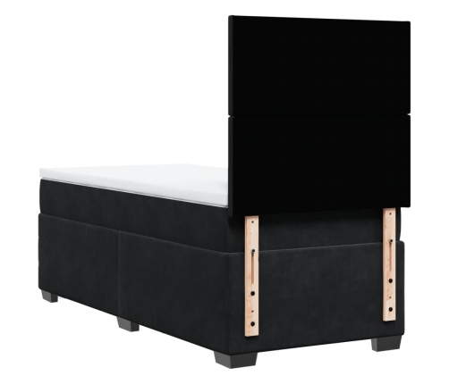 Cama box spring con colchón cuero sintético negro 90x190 cm