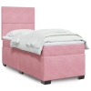 Cama box spring con colchón terciopelo rosa 90x190 cm