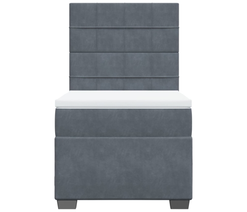 Cama box spring con colchón terciopelo gris oscuro 90x190 cm