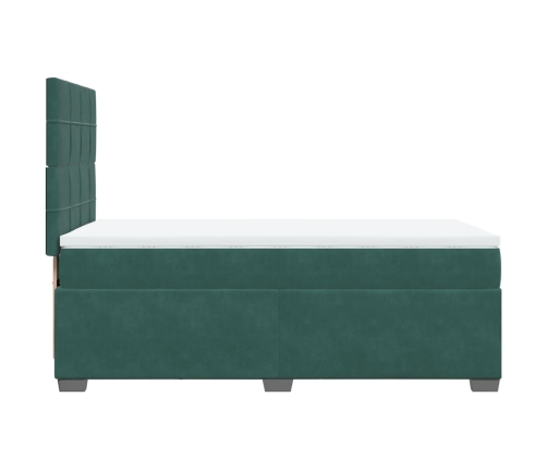 Cama box spring con colchón terciopelo verde oscuro 90x190 cm