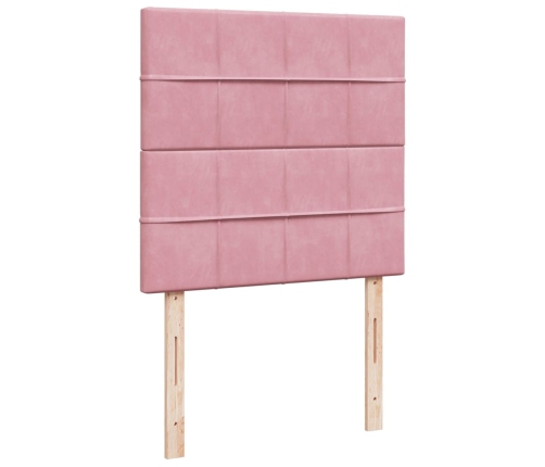 Cama box spring con colchón terciopelo rosa 90x190 cm