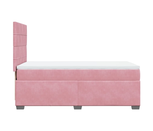 Cama box spring con colchón terciopelo rosa 90x190 cm