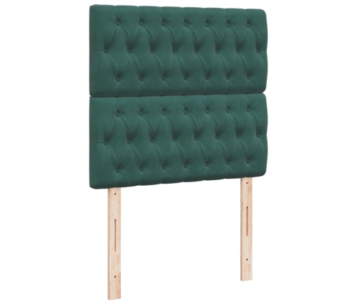 Cama box spring con colchón terciopelo verde oscuro 90x190 cm