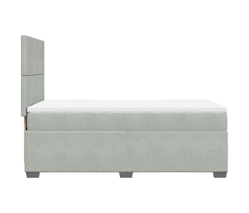 Cama box spring con colchón terciopelo gris claro 90x190 cm