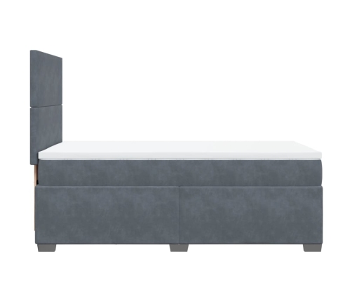 Cama box spring con colchón terciopelo gris oscuro 90x200 cm