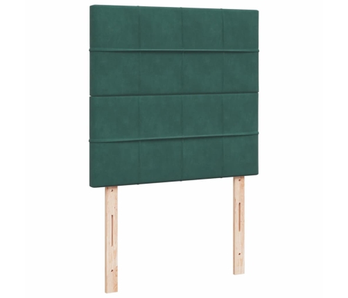 Cama box spring con colchón terciopelo verde oscuro 90x200 cm