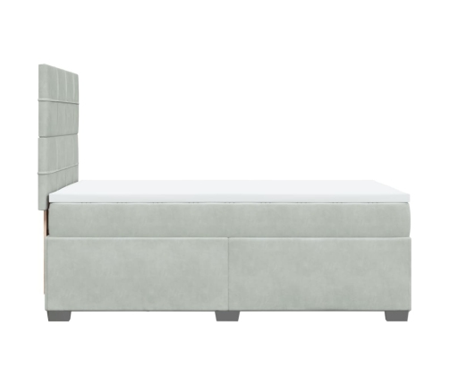 Cama box spring con colchón terciopelo gris claro 90x190 cm