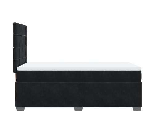 Cama box spring con colchón terciopelo negro 90x200 cm