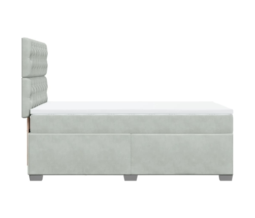 Cama box spring con colchón terciopelo gris claro 90x190 cm