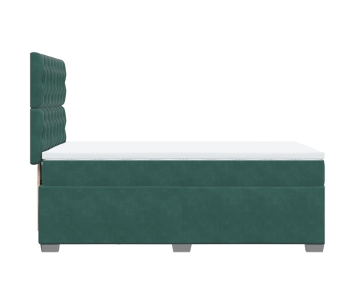 Cama box spring con colchón terciopelo verde oscuro 90x200 cm