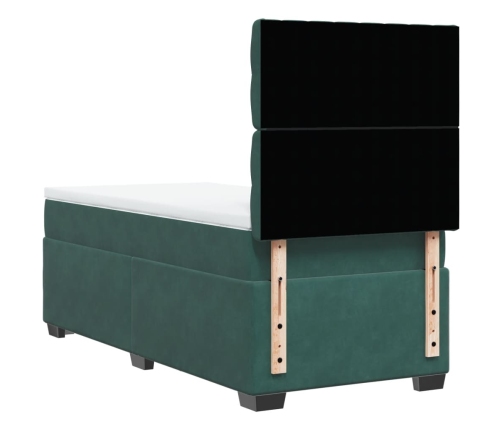 Cama box spring con colchón terciopelo verde oscuro 90x200 cm