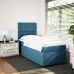 Cama box spring con colchón terciopelo azul 90x200 cm