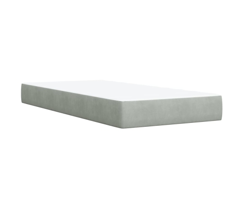 Cama box spring con colchón terciopelo gris claro 90x190 cm