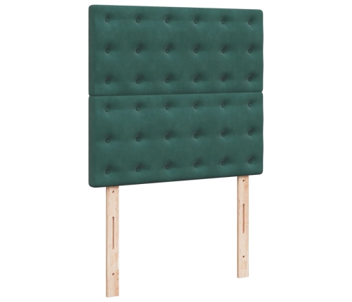 Cama box spring con colchón terciopelo verde oscuro 90x200 cm