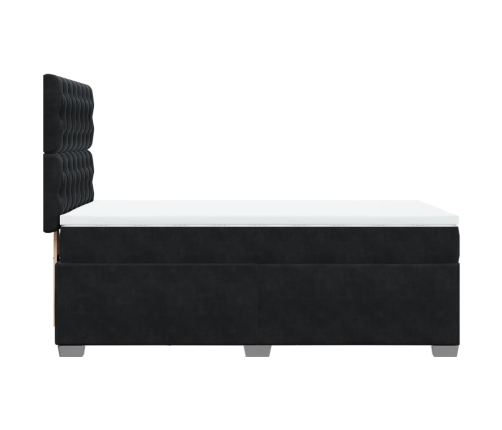 Cama box spring con colchón terciopelo negro 100x200 cm