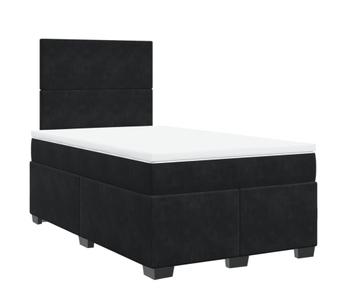 vidaXL Cama box spring con colchón terciopelo negro 120x190 cm