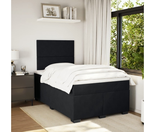 vidaXL Cama box spring con colchón terciopelo negro 120x190 cm