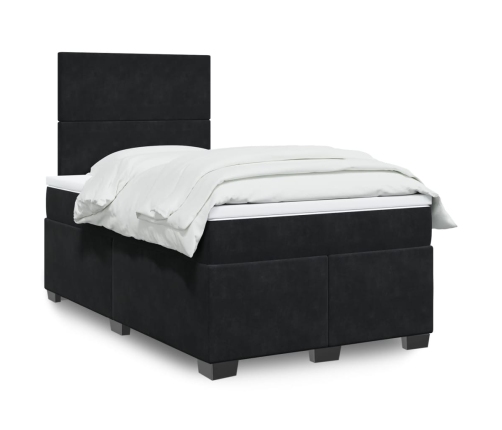 vidaXL Cama box spring con colchón terciopelo negro 120x190 cm