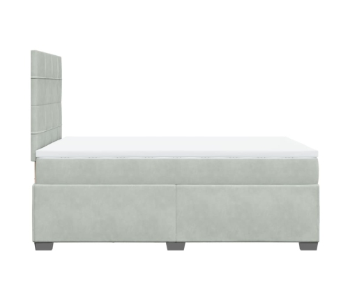 Cama box spring con colchón terciopelo gris claro 120x190 cm