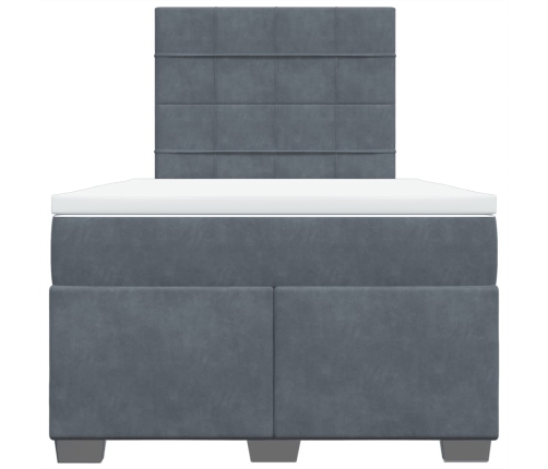 Cama box spring con colchón terciopelo gris oscuro 120x190 cm