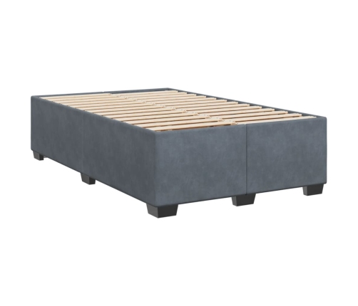 Cama box spring con colchón terciopelo gris oscuro 120x190 cm