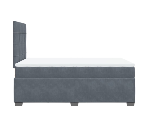 Cama box spring con colchón terciopelo gris oscuro 120x190 cm