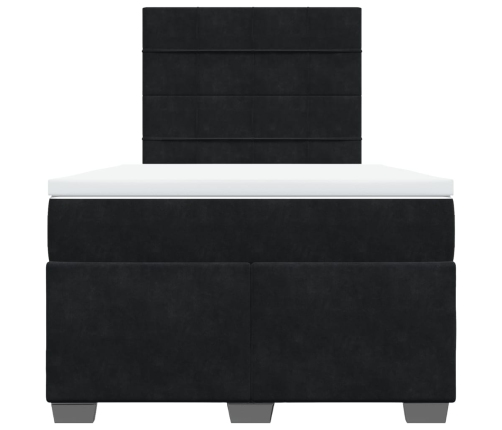 Cama box spring con colchón terciopelo negro 120x190 cm